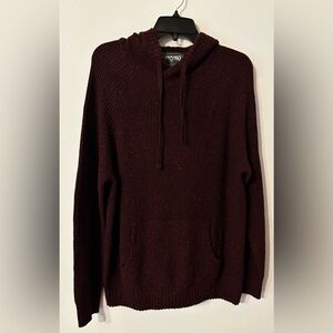 American Eagle Burgundy Cotton Blend Cozy Casual Hooded Sweater large